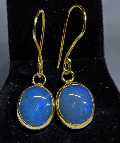 Galaxy Collection - Australian Opal Earrings in 22ct gold plated sterling silver