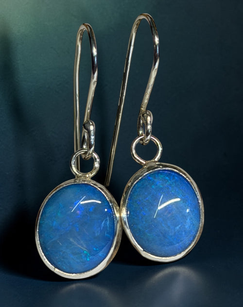 Galaxy Collection - Australian Opal Earrings in silver