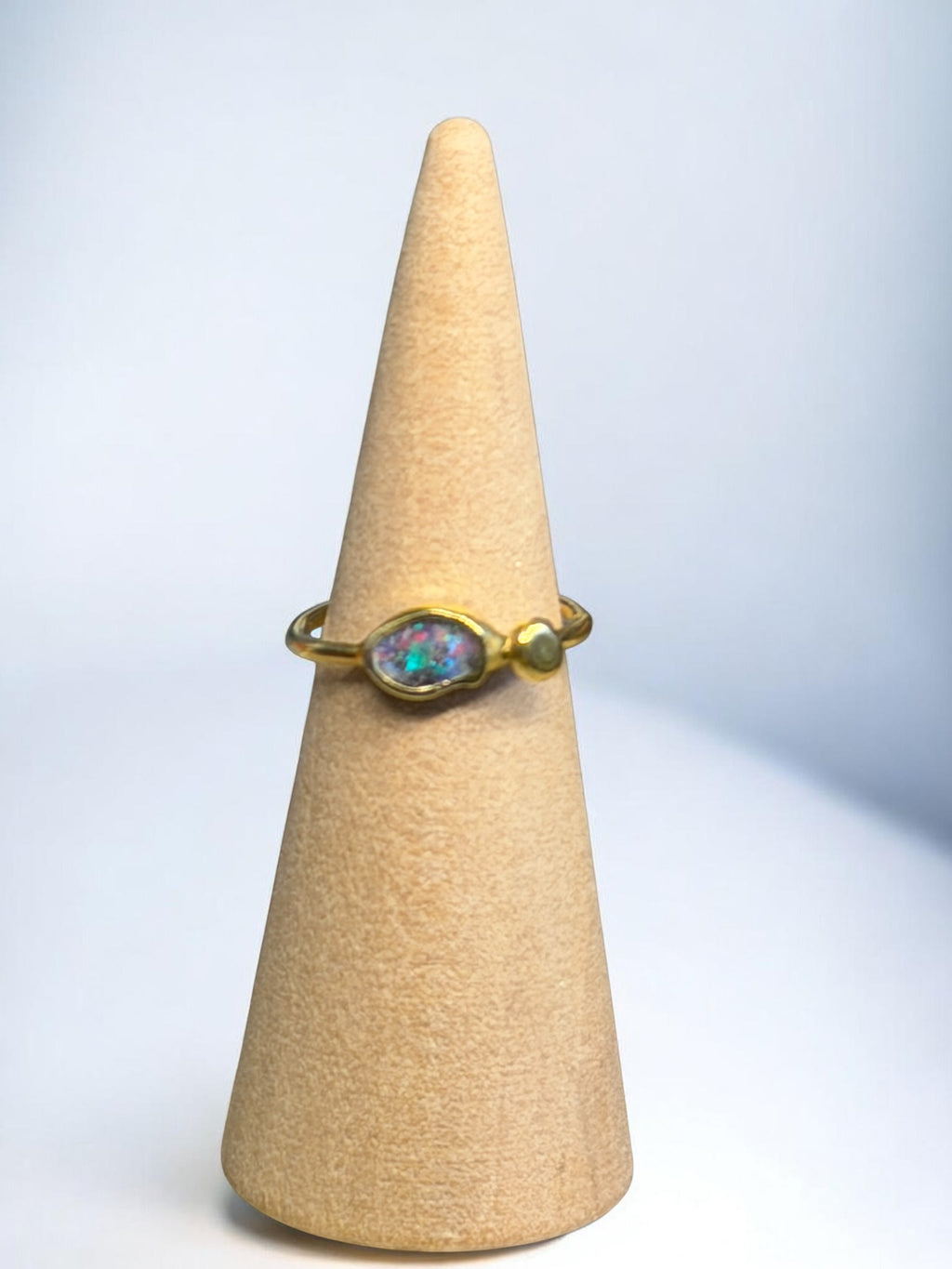 Galaxy Gold Ring - Australian Boulder Opal - Size O